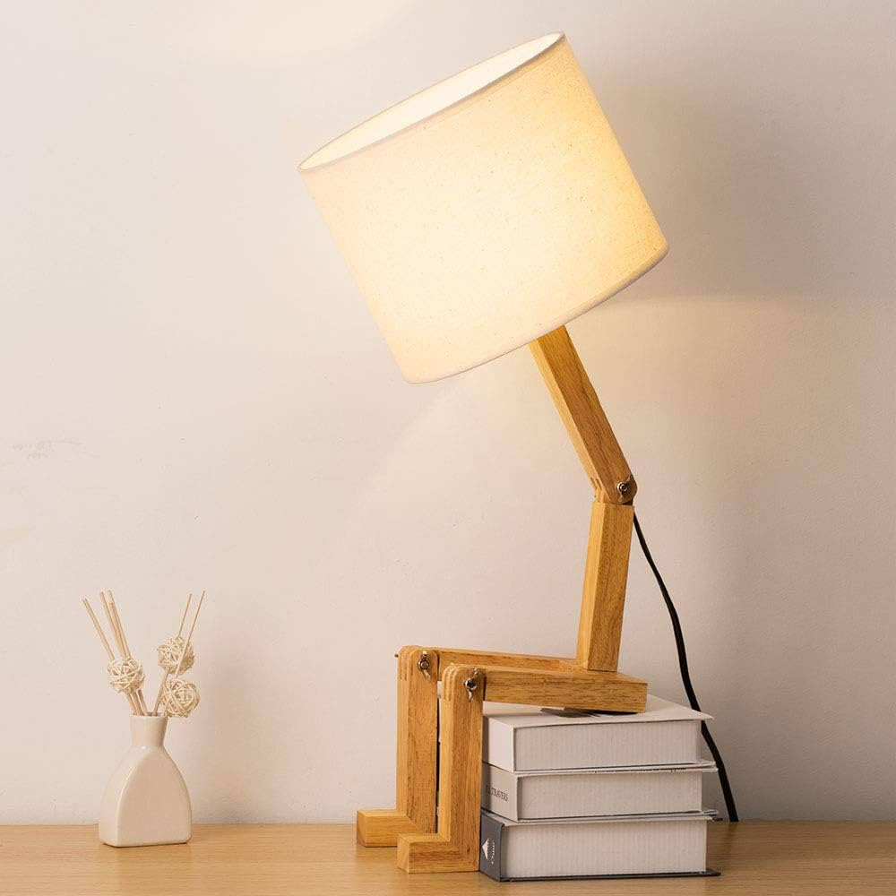 HAITRAL Cute Desk Lamp - Creative Table Lamp With Wood Base Changeable Shape Desk Lamp for Bedroo... | Amazon (US)