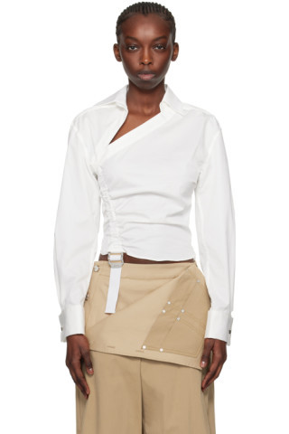 White Safety Slider Gathered Shirt | SSENSE