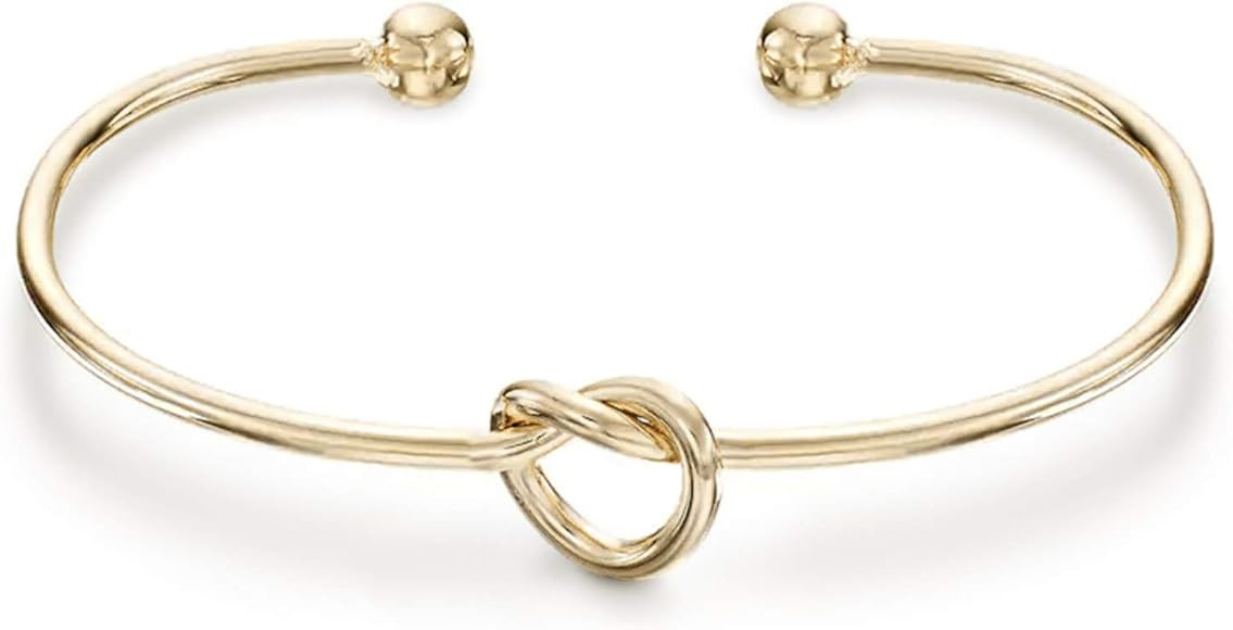 PAVOI 14K Gold Plated Forever Love Knot Infinity Bangle Bracelets for Women | Adjustable Gold Ban... | Amazon (US)