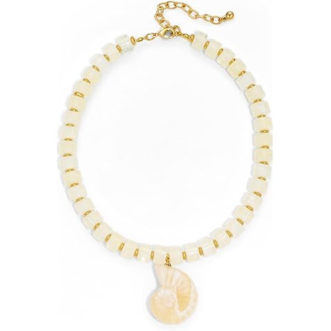Amazon.com: CLASSYZINT White Resin Bead Necklace with Conch Shell Pendant Beach Necklace for Wome... | Amazon (US)