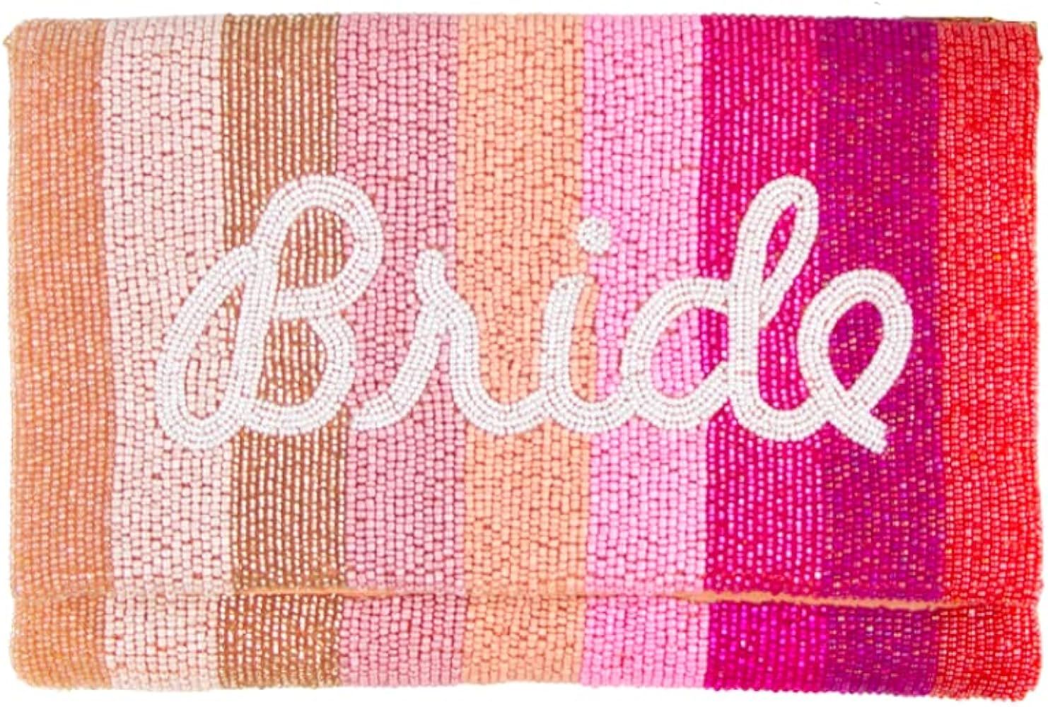 Pretty Robes Bride Purse for Bachelorette Party, Beaded Pink Bridal Purse for Bachelorette, Brida... | Amazon (US)