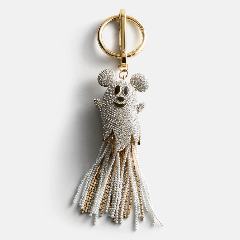 Disney Mickey Mouse Crystal Ghost Bag Charm - White | BaubleBar