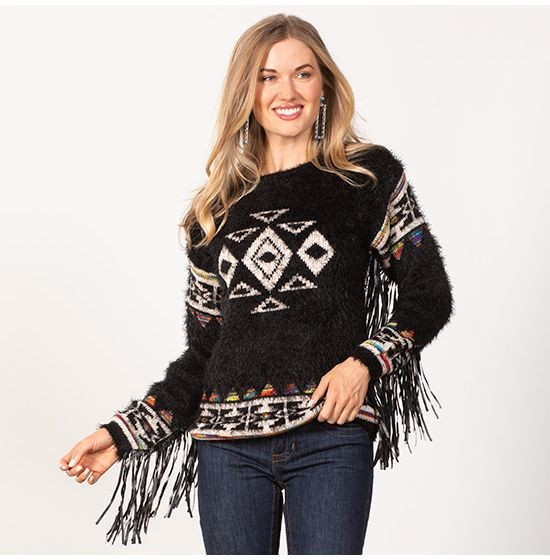Arizona Aztec Fringe Sweater | Rod's Western Palace/ Country Grace