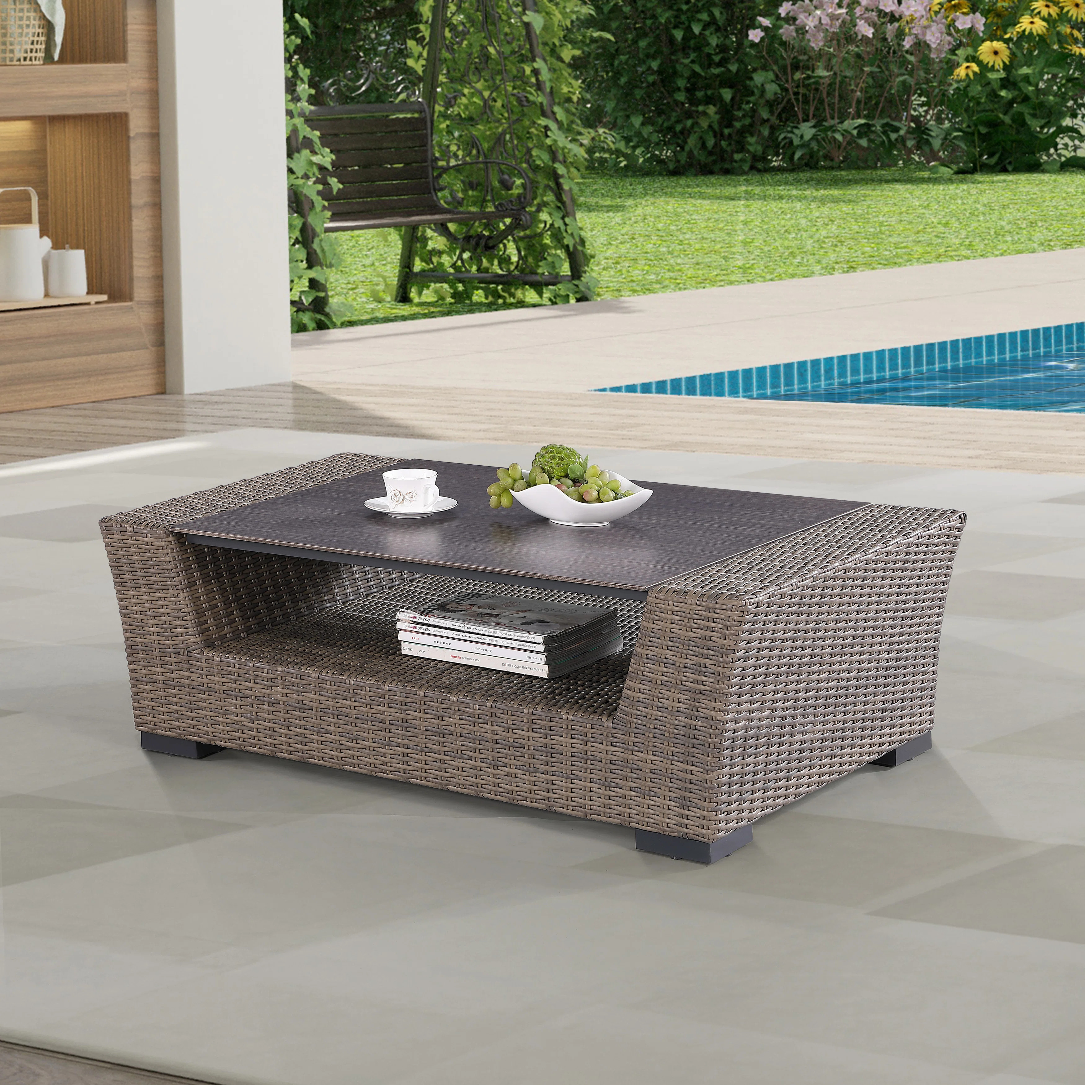 Manhattan Rectangular Glass Outdoor Coffee Table | Wayfair North America