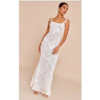 Petite White Flower Detail Maxi Dress, White | PrettyLittleThing UK
