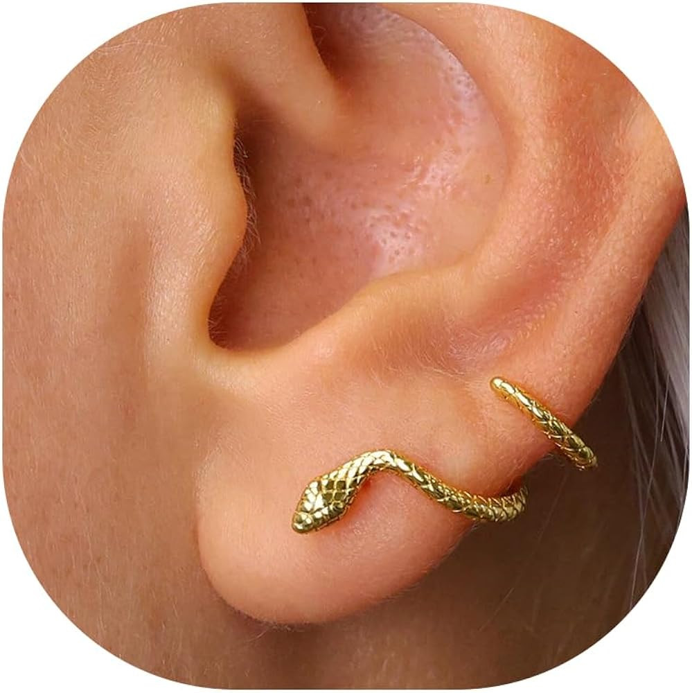 Huggie Earrings for Women-14K Gold/Silver/Black Plated Heart Safety Pin Starfish Butterfly Snake ... | Amazon (US)