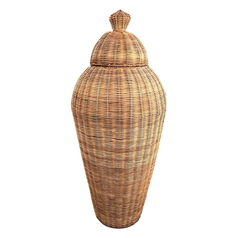 Oversized Natural Rattan Ginger Jar, 32" | At Home