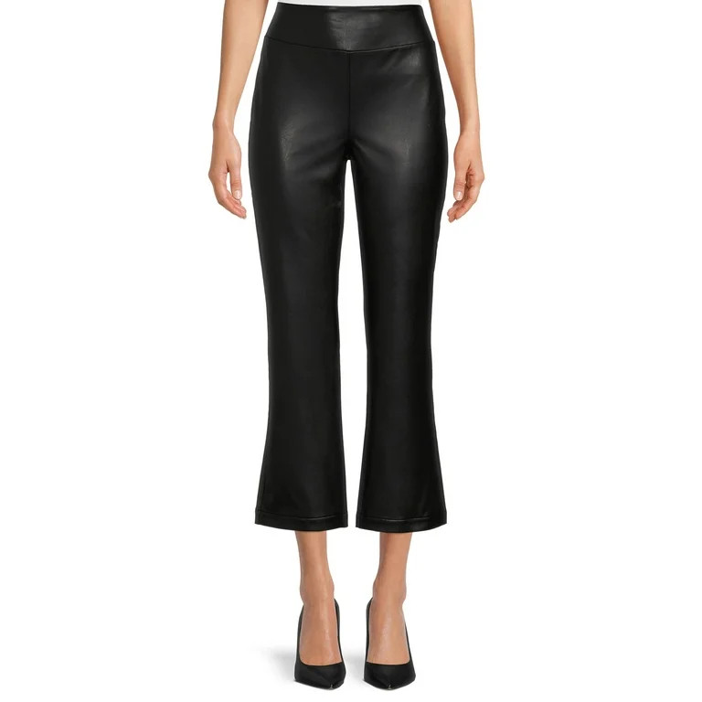 Time and Tru Women's Faux Leather Crop Pants - Walmart.com | Walmart (US)