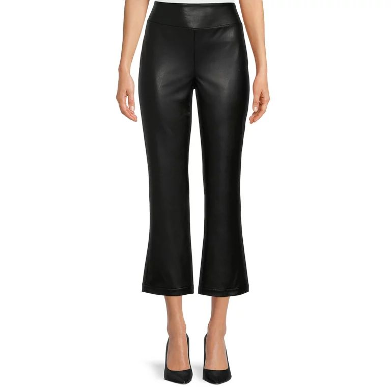 Time and Tru Women's Faux Leather Crop Pants - Walmart.com | Walmart (US)