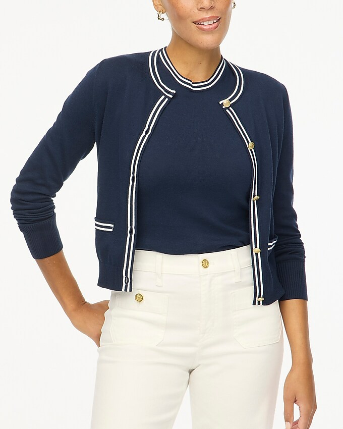 Contrast-trim cardigan sweater | J.Crew Factory