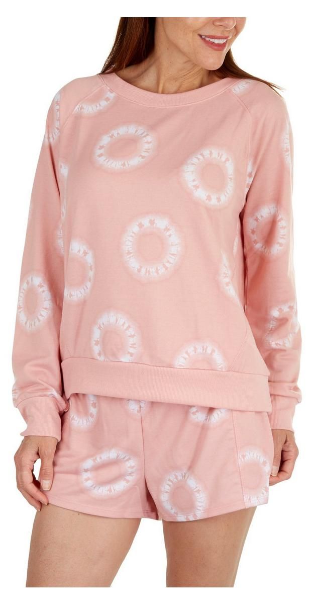 Women's 2 Pc Tie Dye Sleepwear Shorts Set - Pink-Pink-0731202355466   | Burkes Outlet | bealls