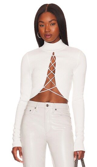 Safiya Plunge Knit top in Ivory | Revolve Clothing (Global)