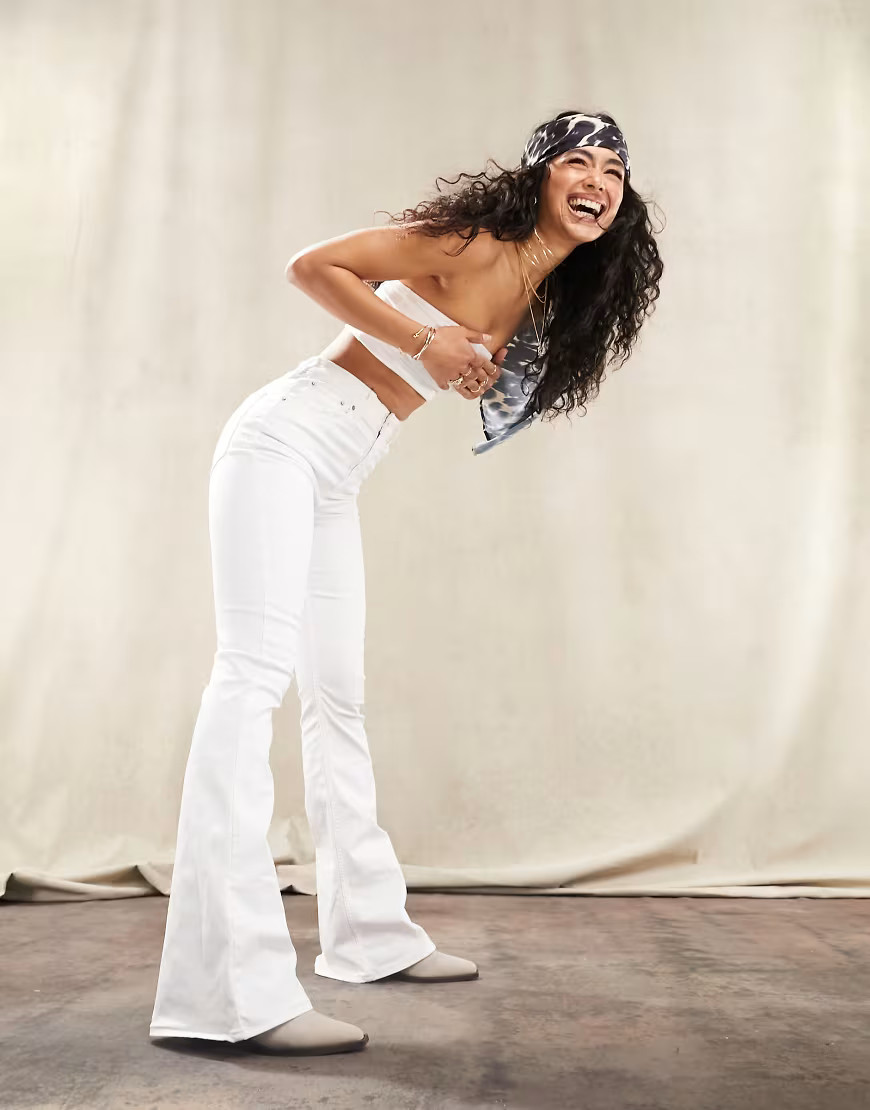 ASOS DESIGN power stretch flare jean in white | ASOS (Global)