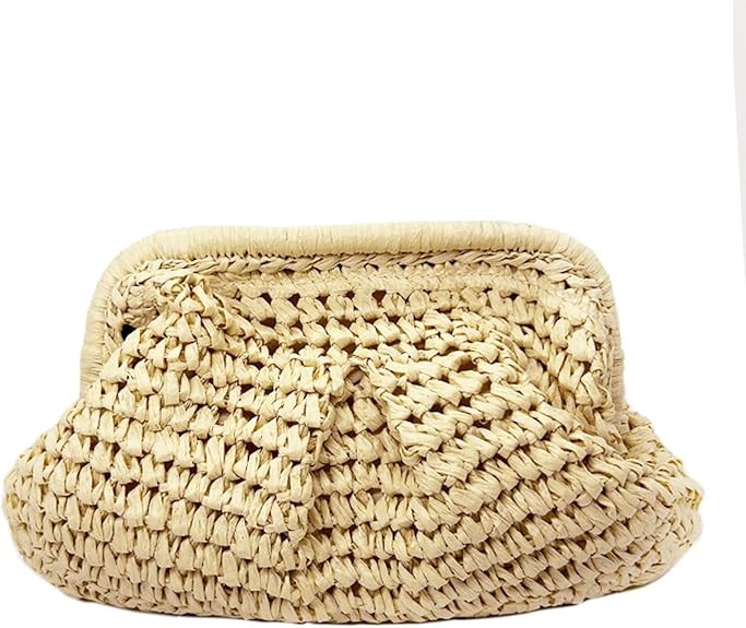 Straw Clutch Handbag Cloud Riched Purse Chain Shoulder Crossboby Bag Designer Straw Evening Bag | Amazon (US)