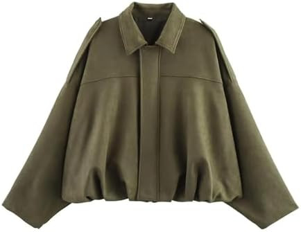 Womens Faux Suede Bomber Jacket Casual Lapel Pilot Cropped Coat Oversized Motorcycle Jackets 2025... | Amazon (US)