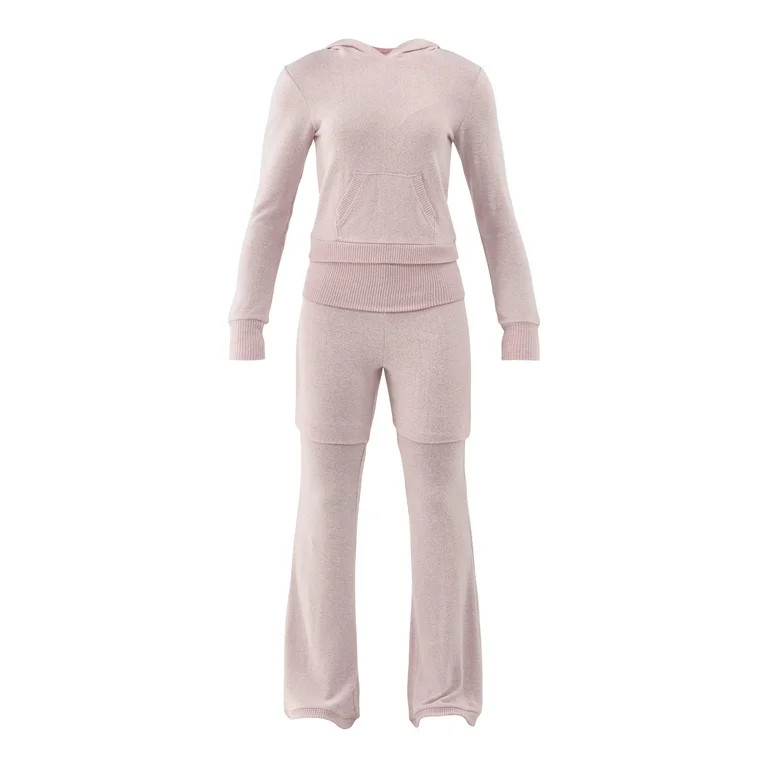 No Boundaries Hacci Knit Hoodie and Pants Set, 2-Piece, Women’s - Walmart.com | Walmart (US)