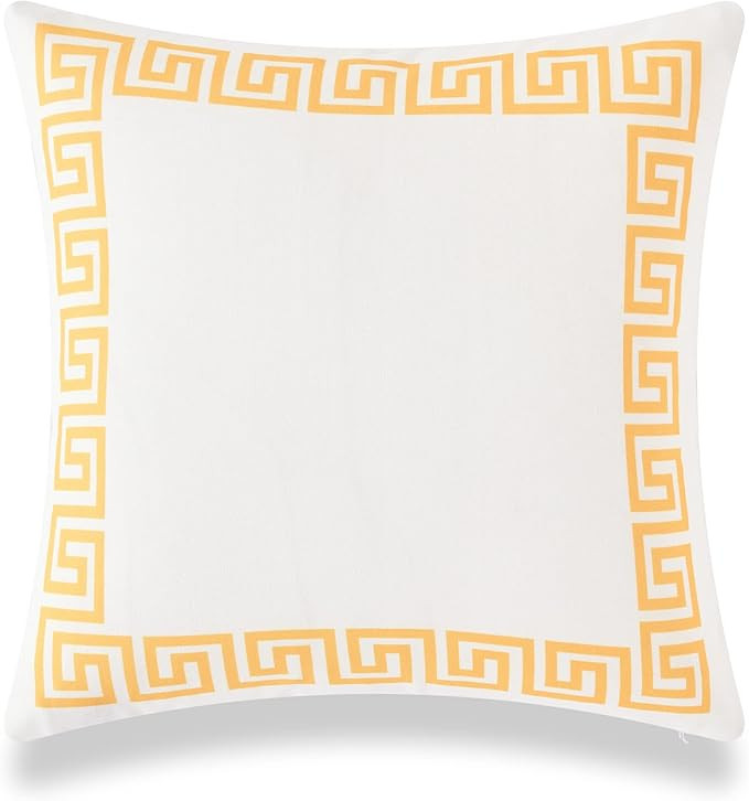 Hofdeco Coastal Patio Indoor Outdoor Lumbar Pillow Cover ONLY for Backyard, Couch, Sofa, Yellow G... | Amazon (US)
