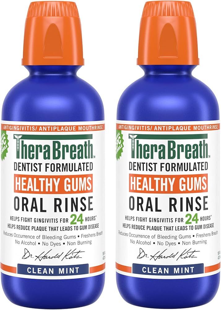 TheraBreath Healthy Gums Mouthwash, Clean Mint, Antigingivitis, Dentist Formulated, 16 Fl Oz (2-P... | Amazon (US)
