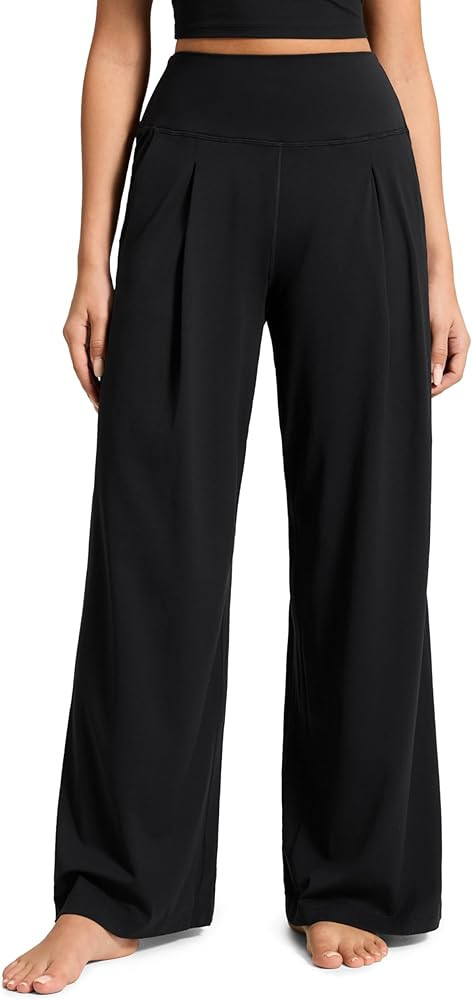 CRZ YOGA Butterluxe Palazzo Pants Pockets 30" - Front Pleated High Waisted Yoga Lounge Casual Wid... | Amazon (US)