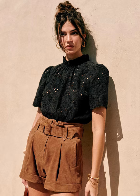 Louisah Blouse - Black - Organic Cotton - Sézane | Sezane Paris