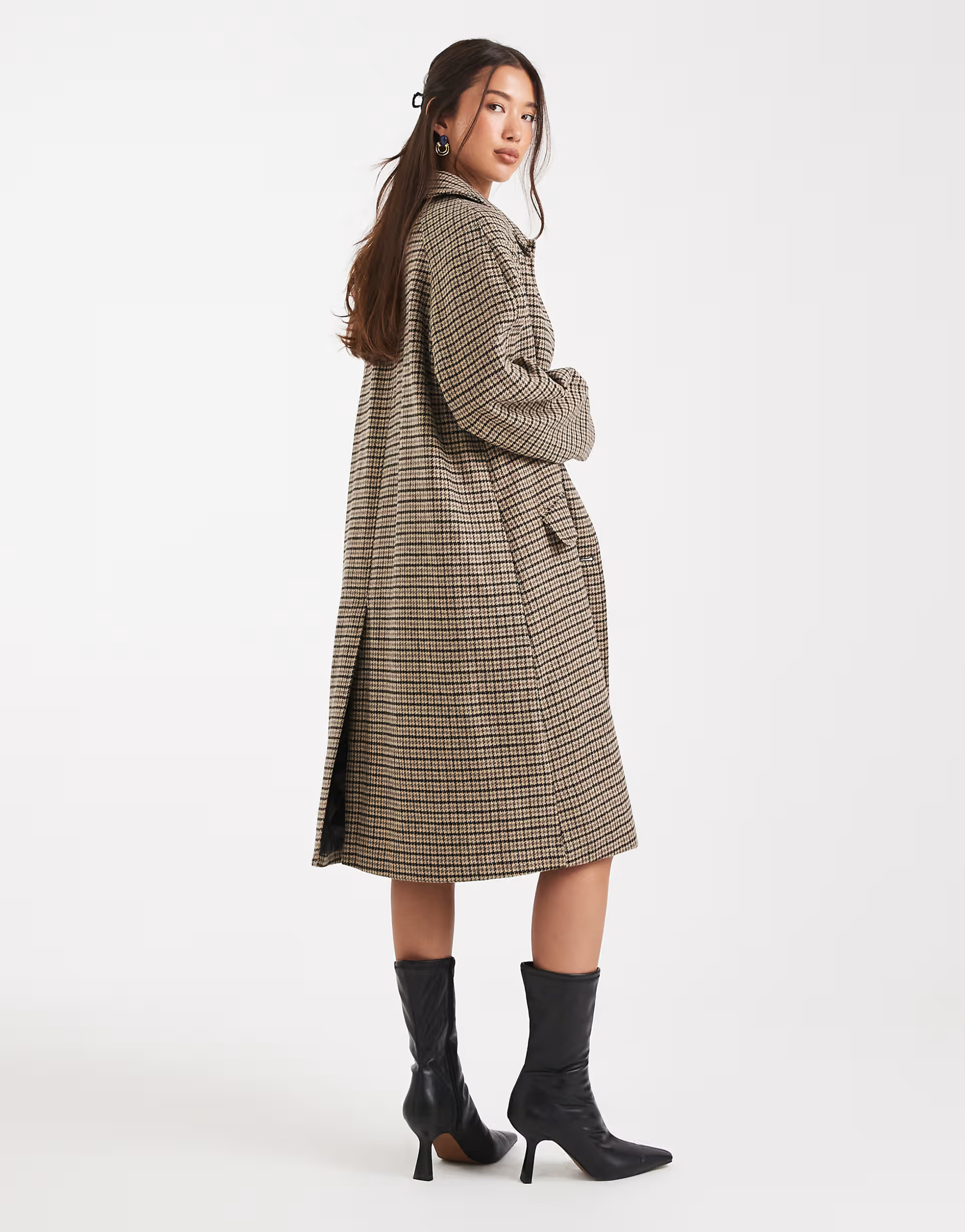 ASOS DESIGN quilted lining mid length coat in heritage plaid | ASOS (Global)