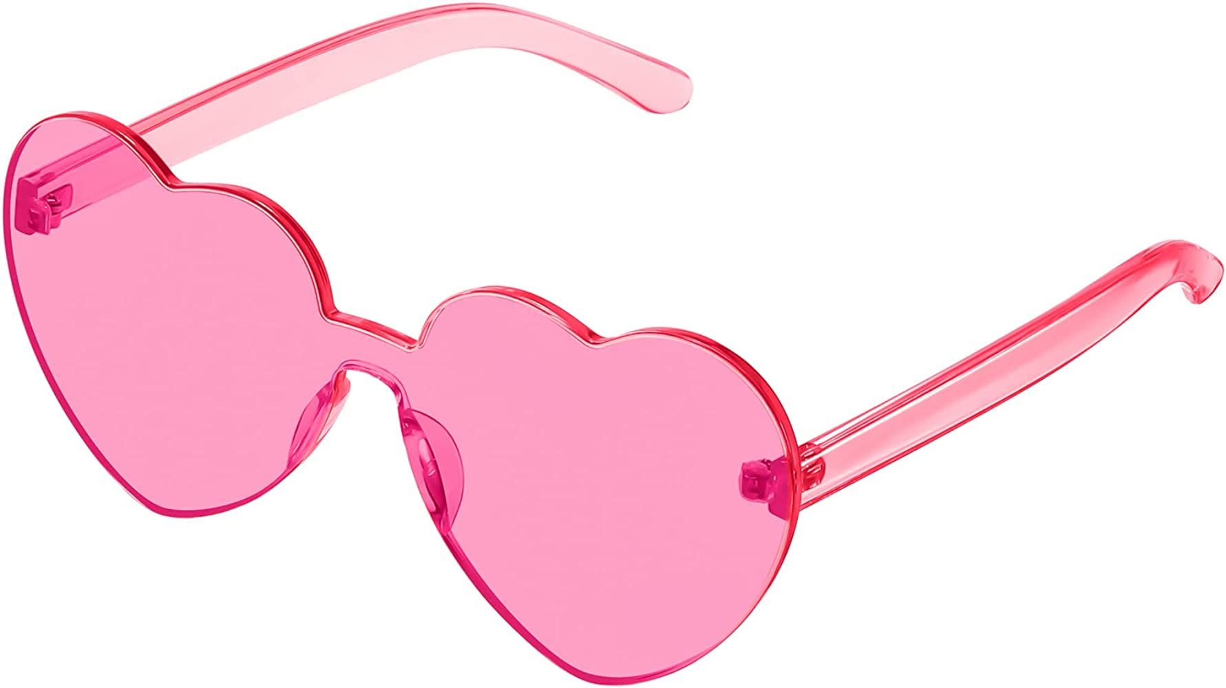 JASPIN Heart Sunglasses for Women Rimless Candy Transparent Heart Shaped Sunglasses Colorful Eyew... | Amazon (US)