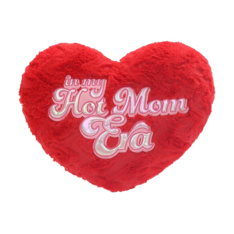 Large Hot Mom Era Plush Heart Pillow, Red, 19" x 15", Mother's Day by Way To Celebrate | Walmart (US)