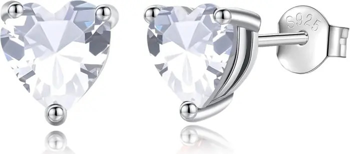 Donatello Gian Solid Sterling Silver Created Gemstone Heart Stud Earrings | Nordstrom | Nordstrom