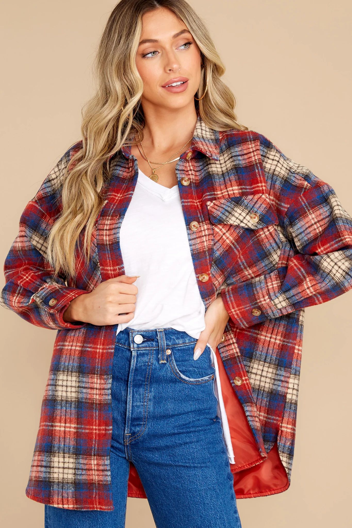 Rock It Any Day Red Plaid Shacket | Red Dress 