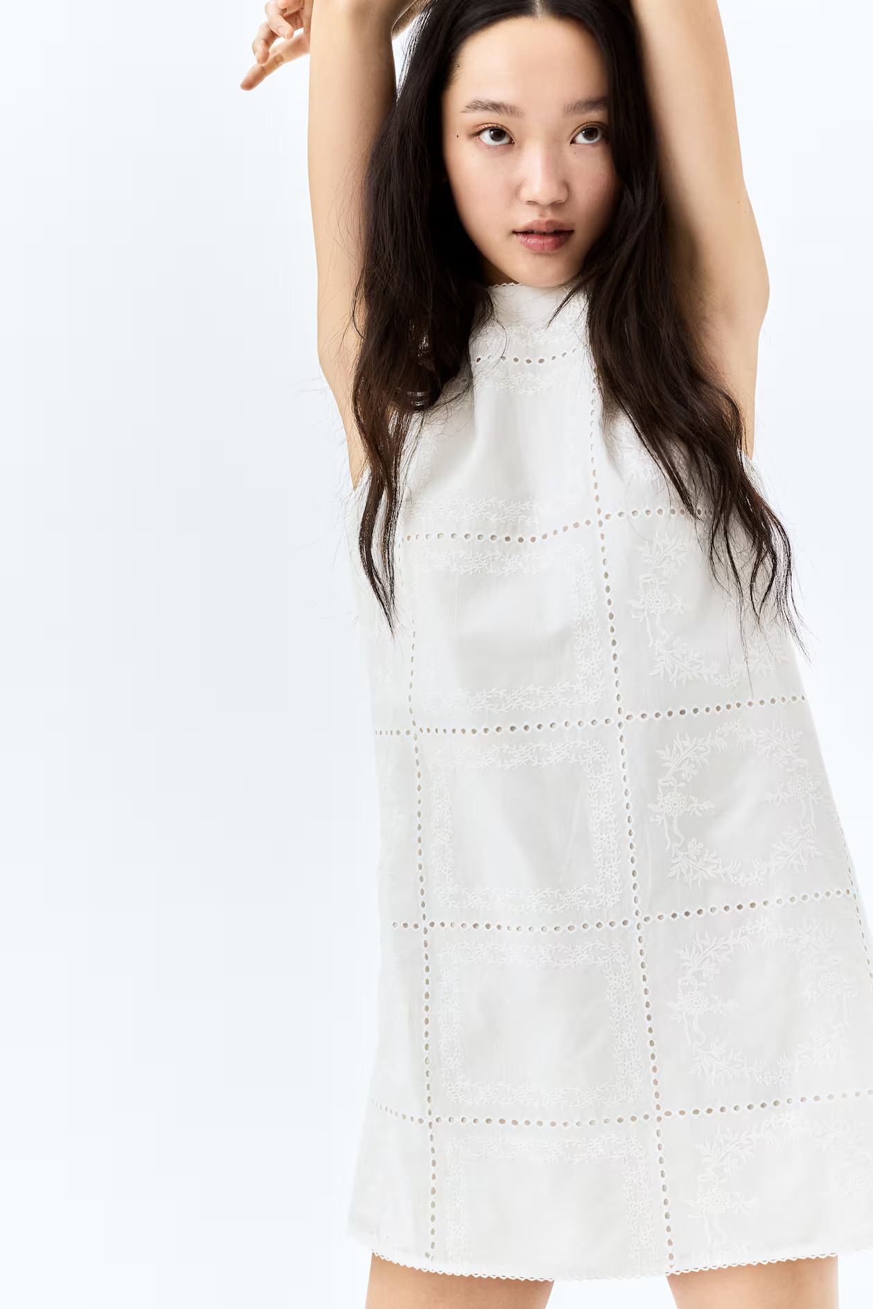 Broderie anglaise cotton dress - White - Ladies | H&M GB | H&M (UK, MY, IN, SG, PH, TW, HK)