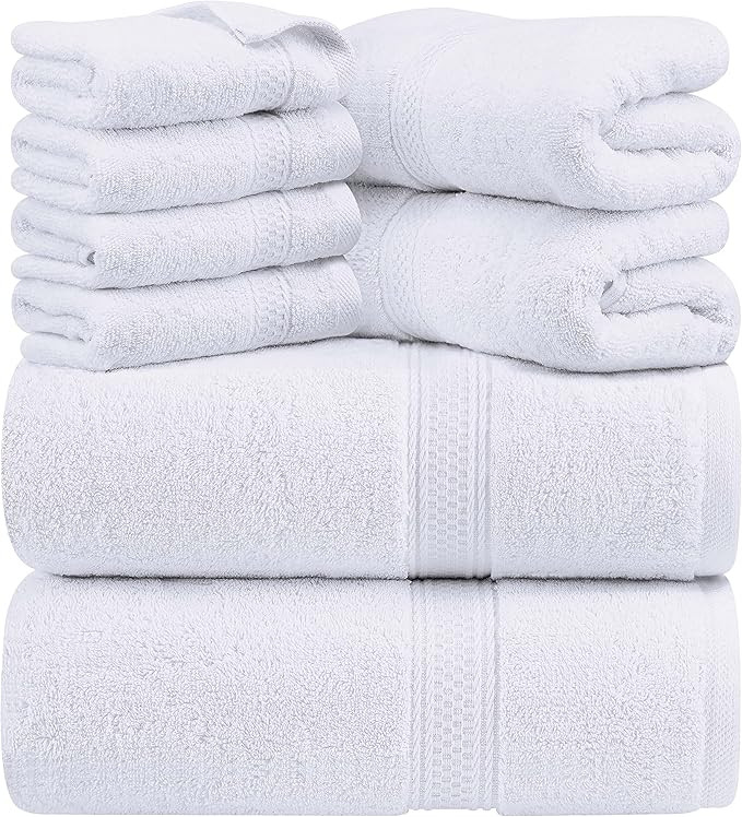 Utopia Towels 8-Piece Premium Towel Set, 2 Bath Towels, 2 Hand Towels, and 4 Wash Cloths, 600 GSM... | Amazon (US)