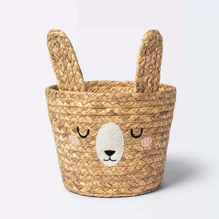 Click for more info about Braided Water Hyacinth Small Round Storage Basket - Rabbit - Cloud Island™