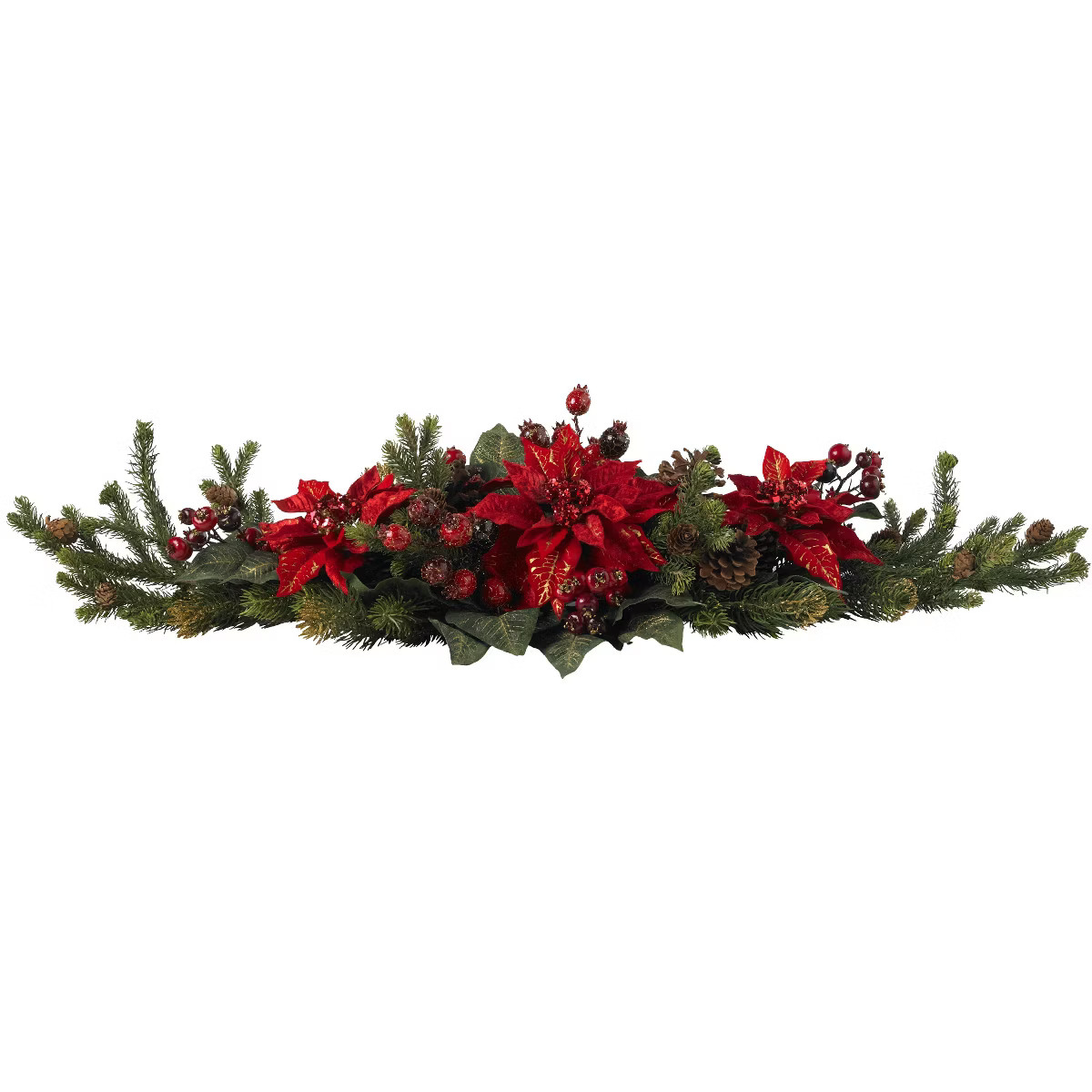 Nearly Natural Poinsettia & Berry Centerpiece | Target