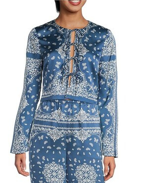 Coordinating Josie Tie Front Long Sleeve Blouse | Dillard's