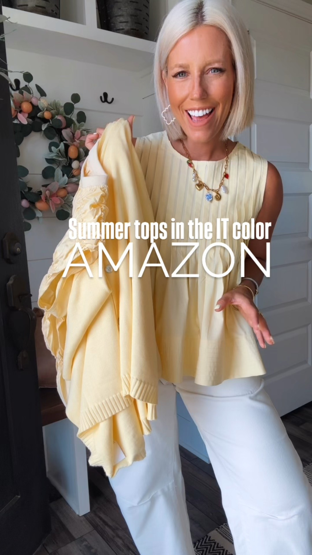 I am loving this summer’s IT color, butter yellow!!!! These @amazon tops are super cute and come in lots of colors options too!!!
⬇️⬇️⬇️
Tops are all size small
Jeans size 6 (could have done a 4 but wanted a looser fit - they do have stretch)
Sandals size up 1/2 size - run small

#LTKFindsUnder50 #LTKStyleTip #LTKFindsUnder100
