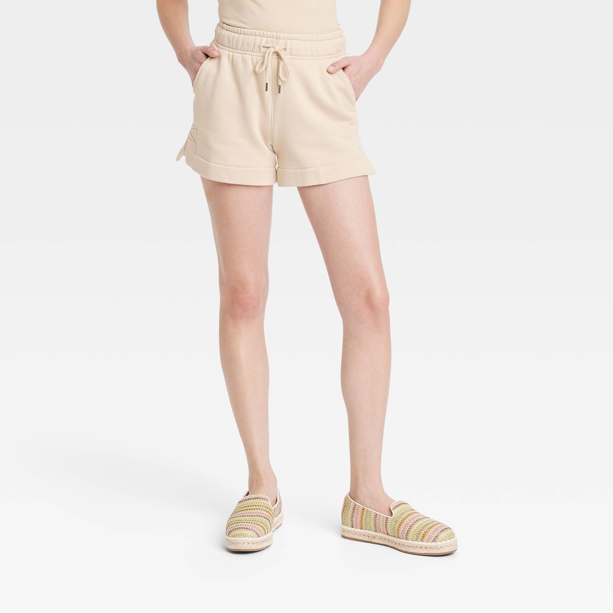 Women's Mid-Rise Fleece Shorts - Universal Thread™ Peach Orange XS | Target