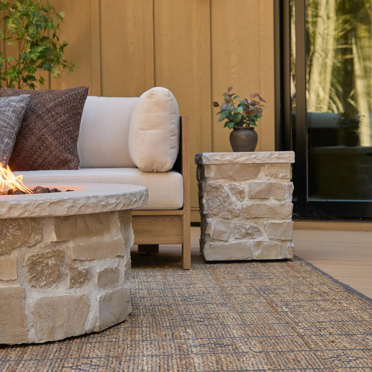 Real Flame Scottsdale Stone Propane Tank Cover And Side Table In Beige By Real Flame & Reviews | ... | Wayfair North America