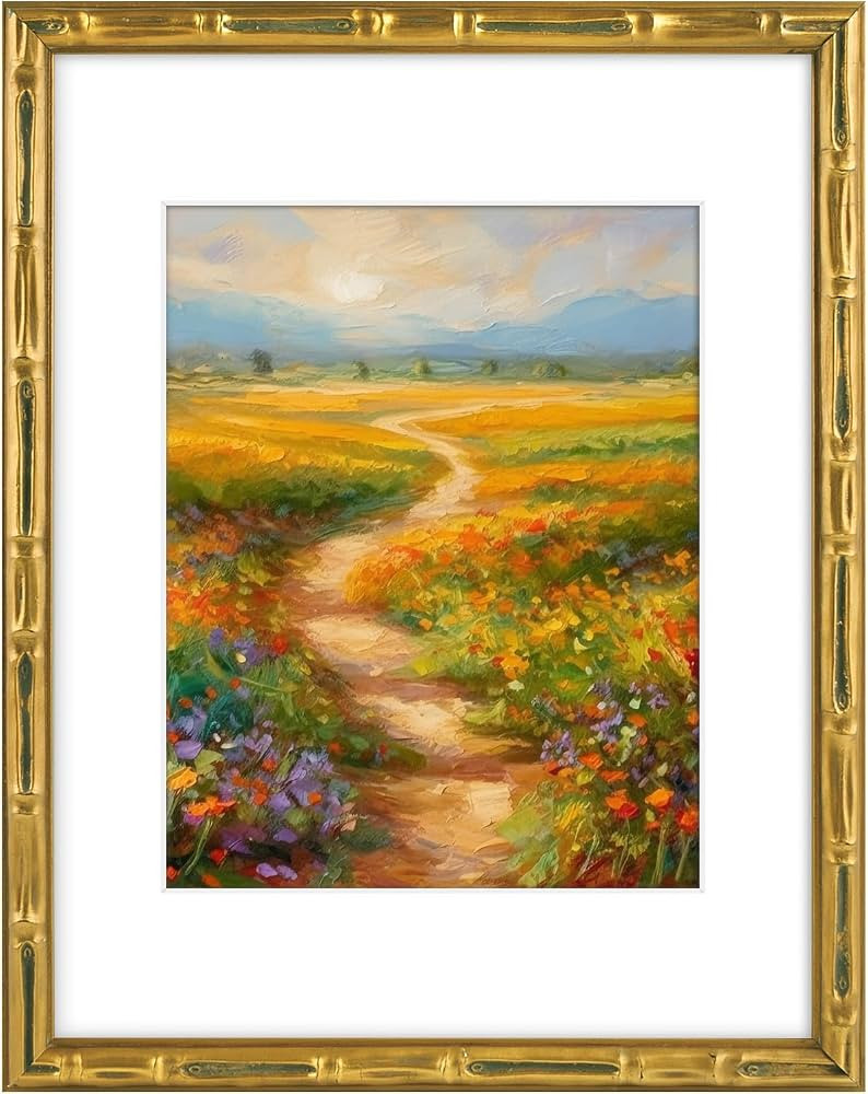 Golden State Art, 11x14 Picture Frame Gold - Solid Wood with Vintage Bamboo Design - 14x11 Matted... | Amazon (US)