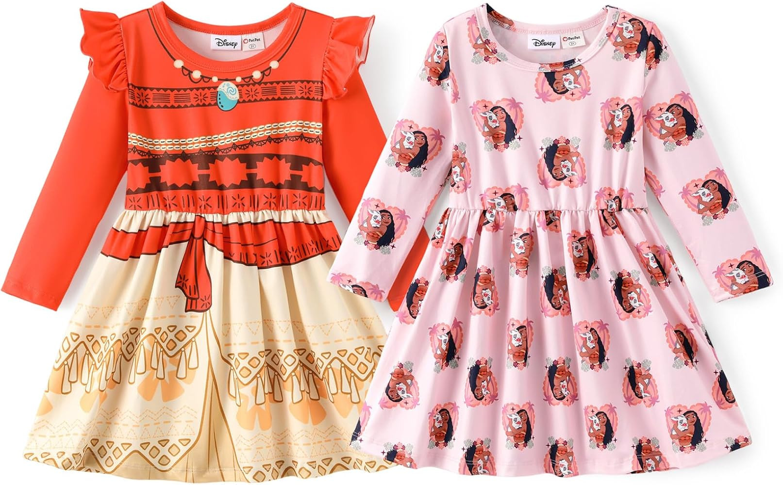 Disney Toddler Girl Dresses 2 Pack Ruffle Long Sleeve Costume Outfit 2-6Y | Amazon (US)