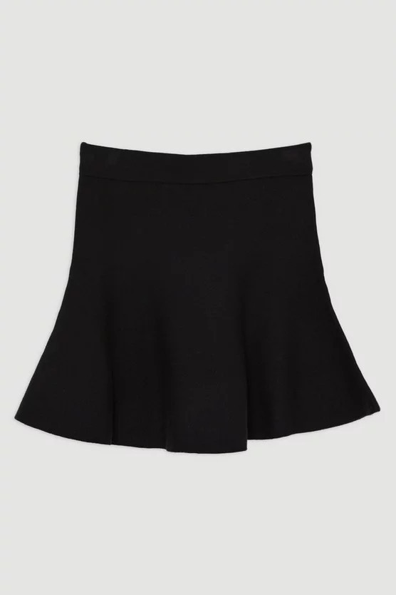 Compact Wool Look Knit Flippy Mini Skirt | Karen Millen | Karen Millen US