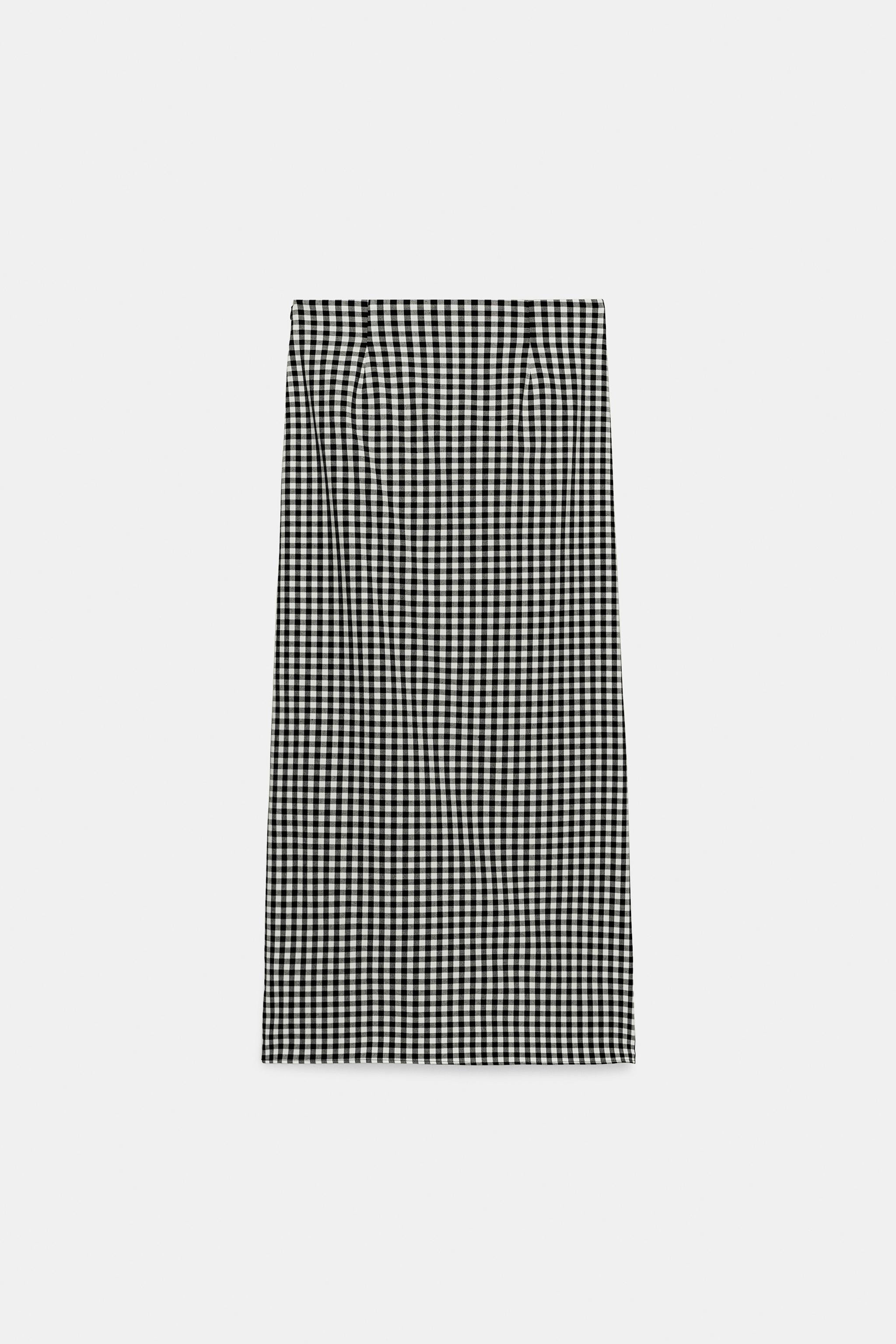 DRAPED GINGHAM SKIRT | Zara US