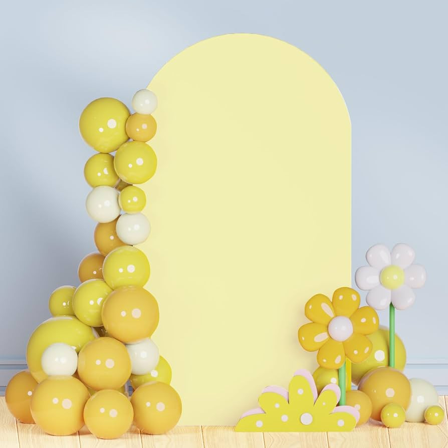 Yellow 7.2FT Stretchable Polyester & Spandex Arch Cover - Backdrop for Wedding, Baby Shower, Gard... | Amazon (US)