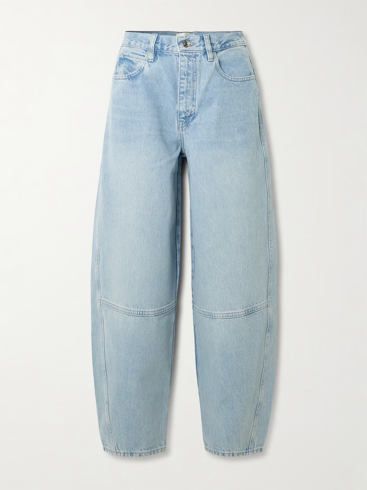 FRAME - The Twisted Paneled High-rise Straight-leg Jeans - Blue | NET-A-PORTER (US)