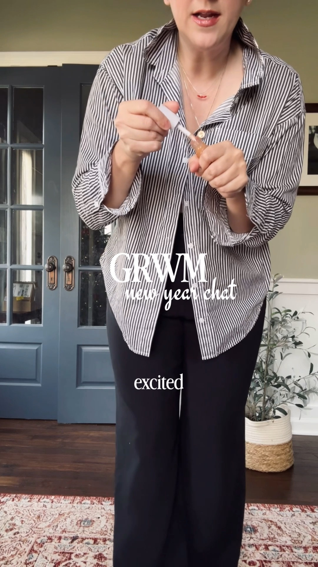 GRWM - New Years Chat 
Button Down - old from AE but linking others 
Trousers - Abercrombie - tts 
Sweater - Quince - tts 
Necklace - Sela Designs 
Clogs - Birks tts 
Bag - Clare V 

#LTKgrwm #LTKvlog #LTKstorytime