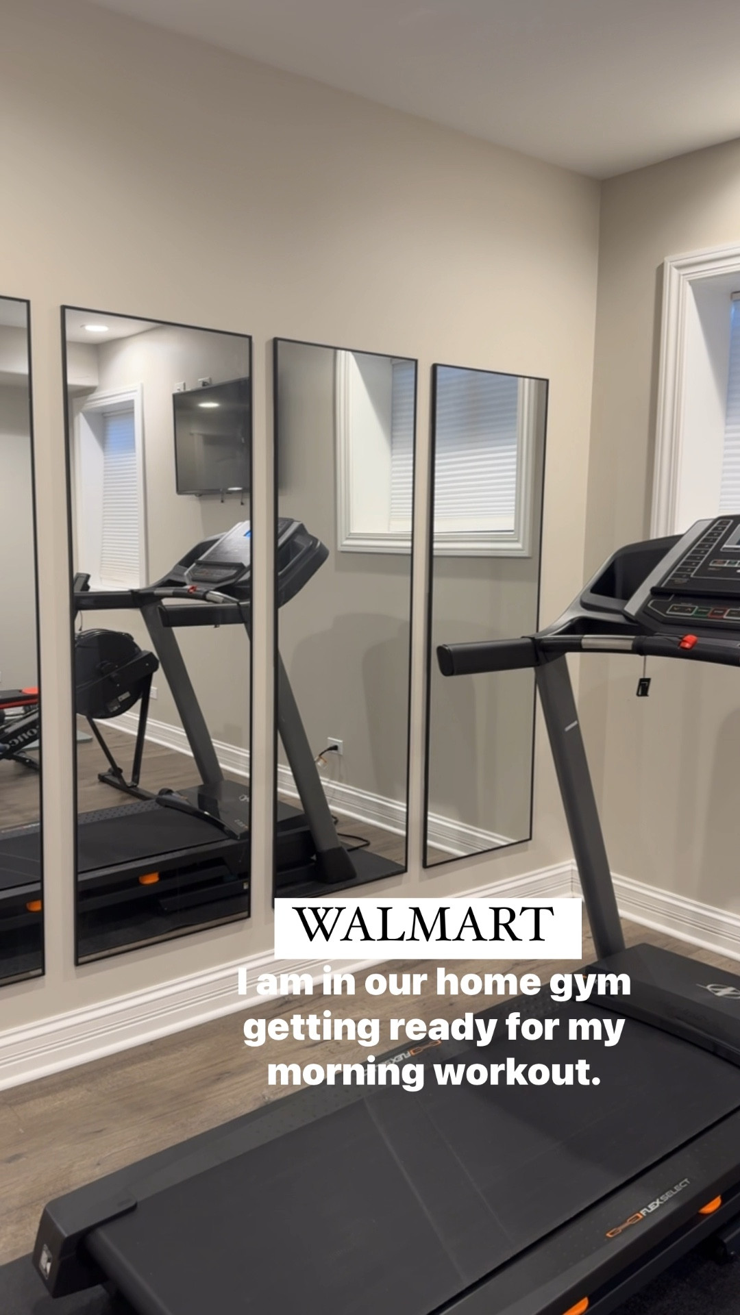 My gym mirrors are on deal for Walmart October Deals and such a great price! We used the screws they come with to hang them up and some double sided tape to keep them in place. @walmart #walmartfinds #walmart #walmarthome #homegym #gym 

#LTKSaleAlert #LTKHome #LTKVideo