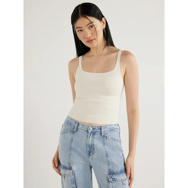 Scoop Women's Cropped Sweater Knit Tank Top, Sizes XS-XXL | Walmart (US)