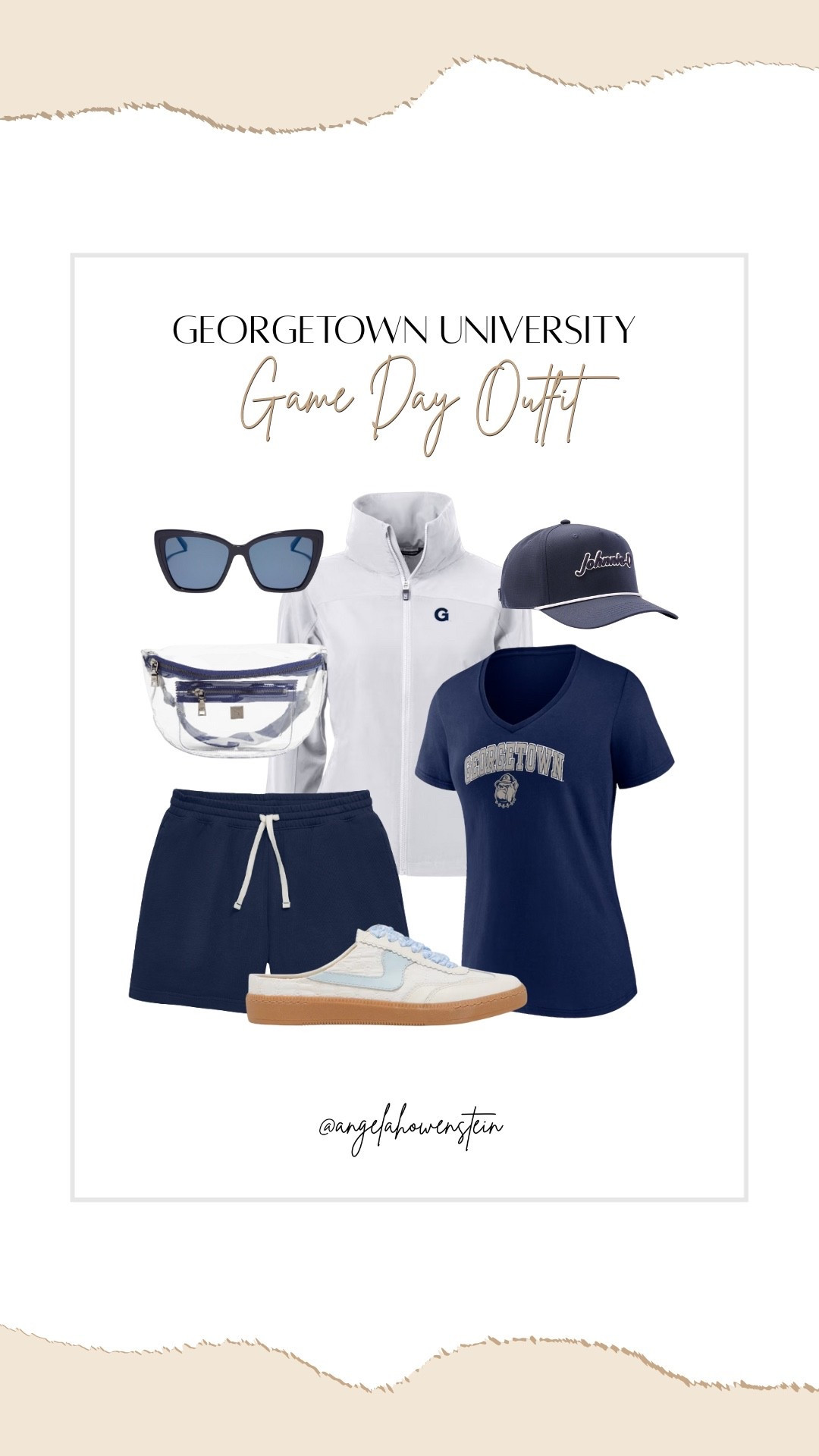 Hoya Saxa! 💙🤍 Game day ready in the cutest Georgetown gear—because school spirit and style go hand in hand. From the clear bag to the sneakers, this look’s a win before kickoff. 🏈

#GameDay #LTKFinds #CollegeOOTD #GeorgetownUniversity #LTKFallStyle 

#LTKShoeCrush #LTKActive #LTKStyleTip