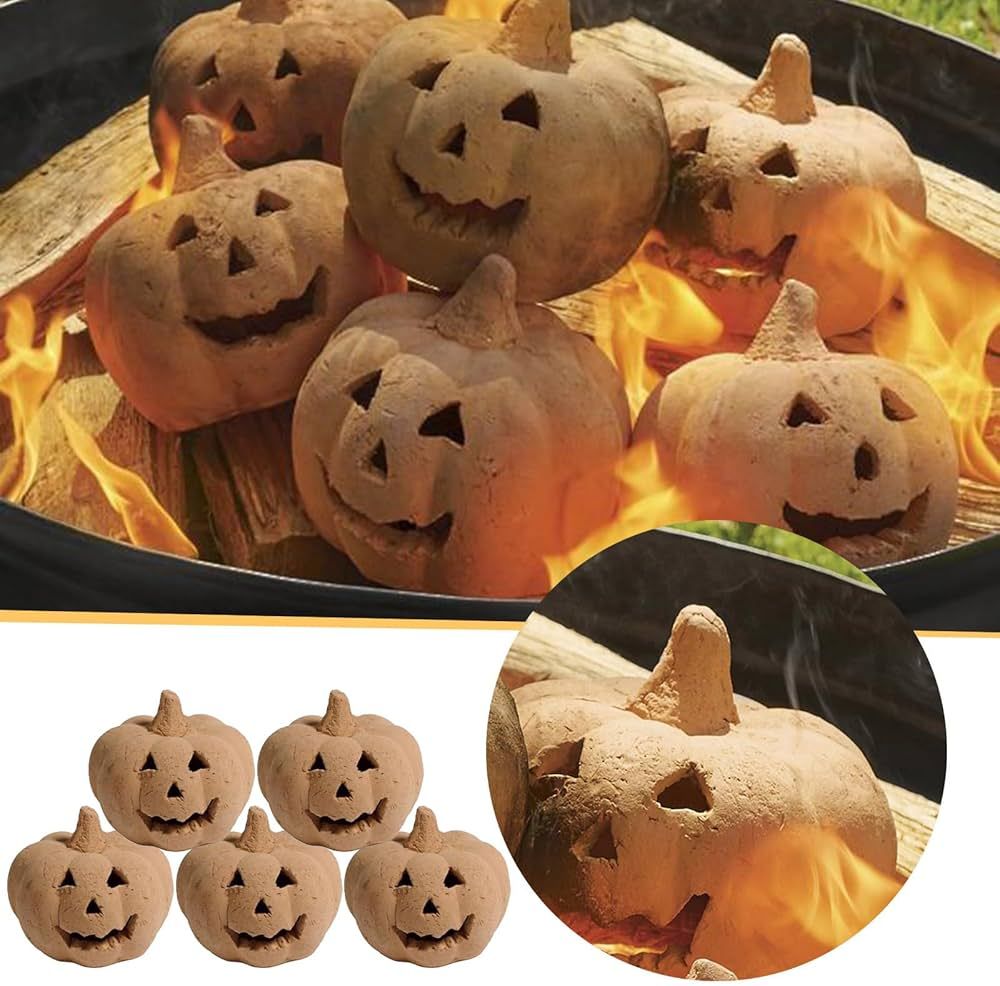 Stoneware Fire Pits Pumpkins, Realistic Pumpkins Reusable Fireproof Fire Pits Halloween Decor for... | Amazon (US)