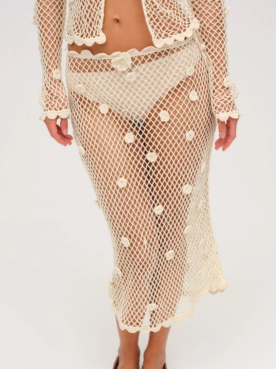 For Love & Lemons Crochet Net Swim Coverup in Cream | Poshmark