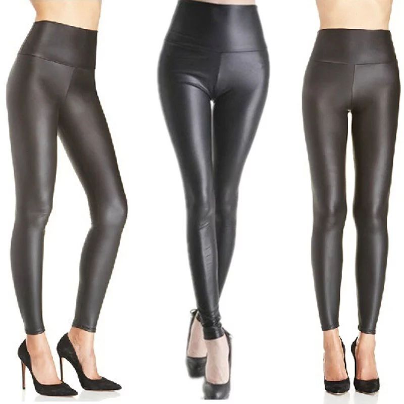 Women Leather Leggings High Waist Pants Stretchy faux Leather Leggings | Walmart (US)